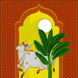 Cow and Banana Leaves Backdrop