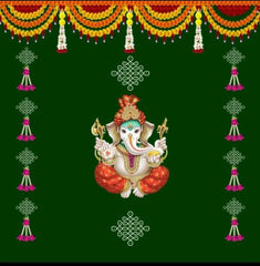A traditional backdrop of Ganesha.