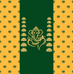 A backdrop with a enhancing Ganesha picture.