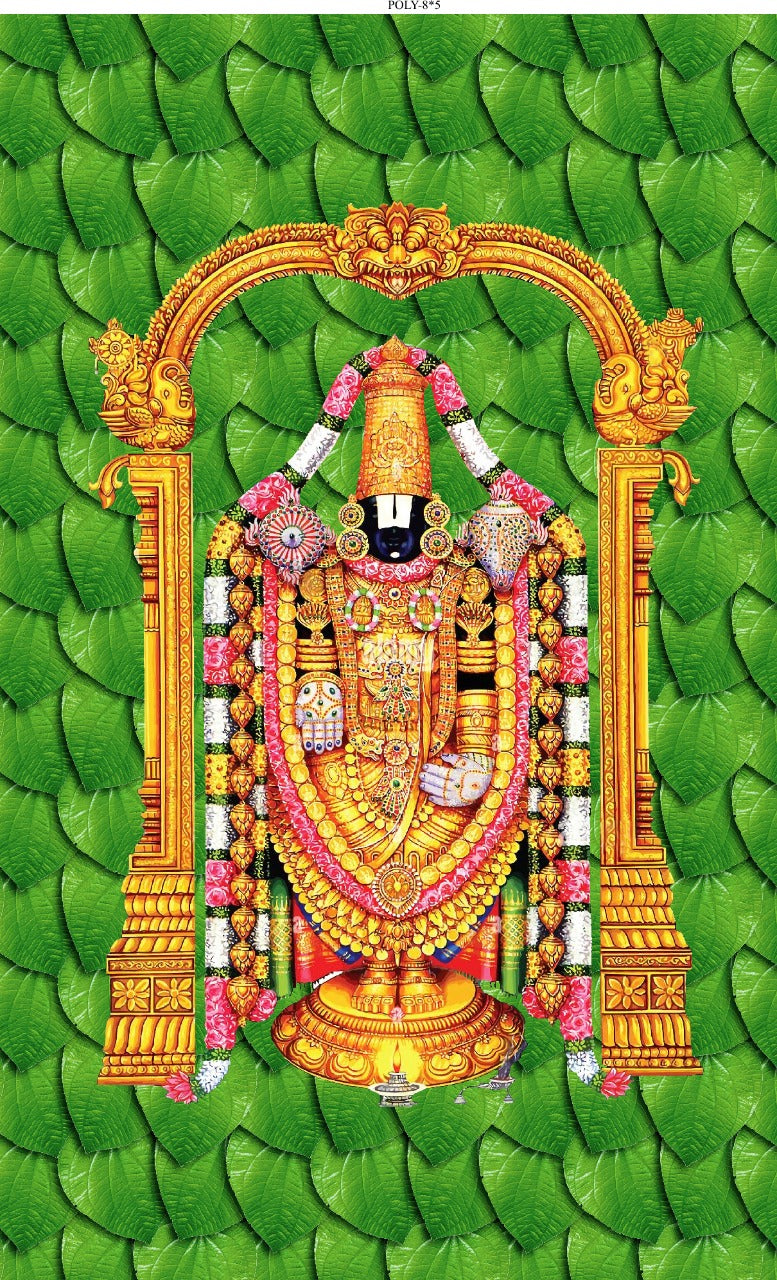 Venkateswara Balaji Backdrop with dark Betel Leaves.