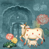 An Elegant backdrop of Pichwai Cow