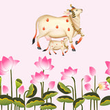Pichwai Cow and Lotus design backdrop.