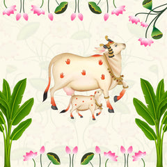 Pichwai Cow and Lotus design backdrop.