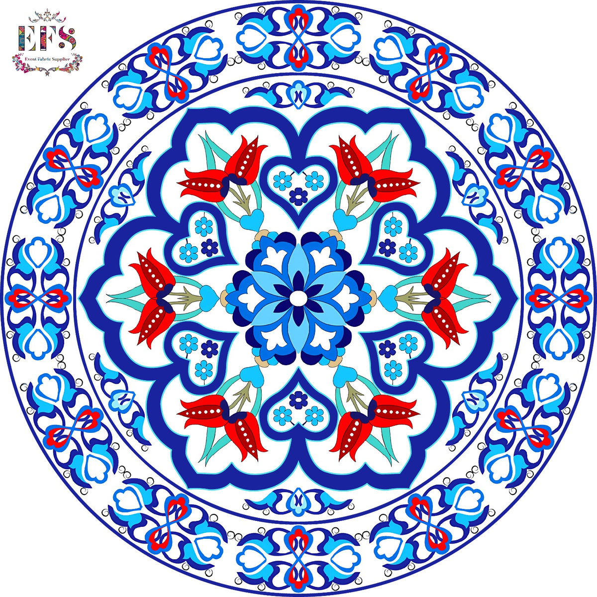 Blue pottery design table cover.