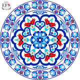Blue pottery design table cover.
