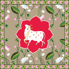 Pichwai Cow and Lotus design backdrop.